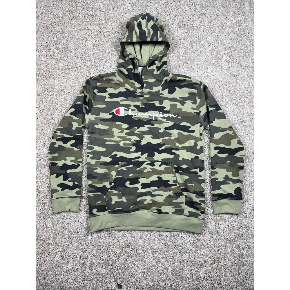 Champion Camo Hoodie Youth Large 14/16 Green Pullover Fleece Sweatshirt NWT
